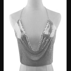 This Item Would Be In Stock Soon But Please Like If Interested. I Would @ You When Available. Bogo And Bundle Deals Would Be Available Sequin Bra, Chain Bra, Sequin Decor, Shirt Refashion, Bralette Crop Top, Chain Silver, Body Chain Jewelry, Women Maxi, Clothing Styles