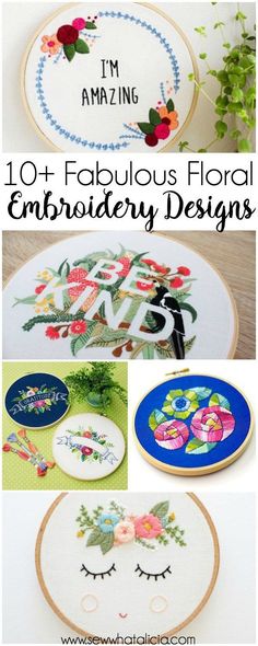 embroidery designs with the words, i'm amazing and fabulous florals on them