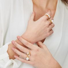 Classic Appeal Genuine Fresh Water Pearl Adjustable Gold Ring Available styles include Overlapping, 4 Row, Single Flat, Single Round Adjustable Gold Ring, Gold Pearl Ring, Exotic Beaches, Fresh Water Pearl, Solid & Striped, Gold Pearl, Pearl Ring, Beach Bag, Gold Ring