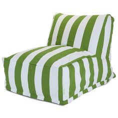 a green and white striped chair on a white background