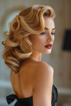 Hollywood Wedding Hair, Hollywood Glamour Hair, Hollywood Glam Hair, Cabelo Pin Up, Old Hollywood Hair, Hollywood Curls, Glamour Hair, Hollywood Hair, Honey Blonde Hair