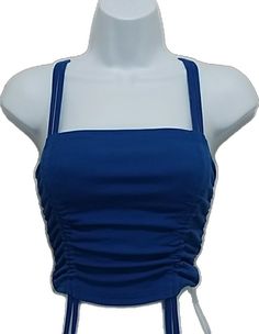 Fitted Navy Crop Top For Summer, Casual Blue Ruched Top, Blue Ruched Sleeveless Top, Royal Blue Crop Top, Ruched Crop Top, Blue Crop Top, Blue Crop Tops, Top Crop, Royal Blue