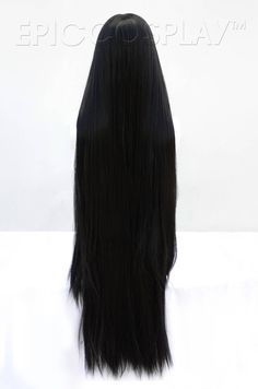 This is a wide skin top wig that's about 40" long. It's very similar to our Eros style but longer! The wide skin top measures roughly 5" side to side and 3.5" from the hairline to the back. This long, silky wig weighs about one pound. Goth Wig, Black Hair Wigs, Cute Black Shirts, Top Wig, Long Hair Wigs, Black Shirts, Fun Hair, One Pound, Black Wig