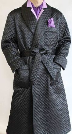 Men smoking jackets,Black Quilted Silk Gentlemen Satin Quilted Halloween Dinner Party Jacket Men House cigar robes by Weddingcollectionhub on Etsy Mens Dressing Gown, The Perfect Man, Satin Quilt, Quilt Dress, Silk Quilt, Party Jackets, Men's Robes, Dressing Gown Robe, Mens Pajamas Set