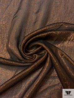 J Mendel Italian Solid Lamé Silk Chiffon - Brown/Copper | FABRICS & FABRICS – Fabrics & Fabrics Background Pics, Lame Fabric, Brown Copper, Beautiful Background, Shiny Fabric, Fashion Mood Board, Brown Silk, Mood Board Design, Organza Fabric