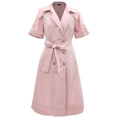 A safe bet in any wardrobe, the trench dress is available here with a tailored collar and wide flaps on the shoulders that give character to the silhouette. Adorned with refined metal buttons, generously flared, this timeless piece is cut from a breathable poplin slightly stretch. To feminize with heels or to wear with sneakers for a more casual and current look. Main fabric:  62% Cotton 35% Nylon 3% Elastane Machine wash gentle cycle (30 degrees max) Knee-length Outerwear With Hidden Button Closure For Spring, Spring Knee-length Outerwear With Hidden Button Closure, Spring Knee-length Outerwear With Double Button Closure, Elegant Pink Belted Midi Dress, Spring Collared Blazer Dress, Spring Double-breasted Office Dresses, Spring Office Midi Dress With Lapel Collar, Pink Collared Midi Dress For Daywear, Spring Knee-length Double-breasted Blazer Dress