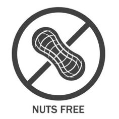 a black and white sign that says nuts free on the front, with an image of a