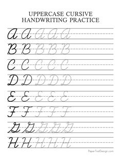 uppercase cursive handwriting practice worksheet