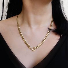 "\"14k Gold Curb Chain w/ Sailor Lock Necklace | Heavy Cuban Chain, Thick Curb Chain, Gold Chunky Miami Chain, Cuban Link | Gift for Her\" Chain links are hollow inside. The hollowness of the inside will not create an additional weight on your neck and you will have a much more flamboyant necklace compared to its price. It adds elegance to your appearance in your daily life and business life. You can also make the product even more eye-catching by adding charms or similar small additions to the Thick Gold Chain, Gold Curb Chain, Business Life, Lock Necklace, Chain Loop, Toggle Necklace, Beautiful Gift Wrapping, Jewellery Ideas, Chain Links