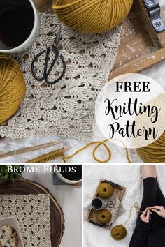 crochet patterns for knitting with text overlay that reads free knitting pattern, brome fields