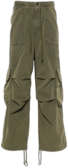 Khaki Combat Parachute Pants With Pockets, Baggy Cotton Combat Cargo Pants, Baggy Combat Cotton Cargo Pants, Baggy Techwear Cargo Jeans In Khaki, Khaki Cotton Cargo Style Parachute Pants, Khaki Cotton Cargo-style Parachute Pants, Khaki Cotton Cargo Parachute Pants, Military Style Cotton Parachute Pants With Multiple Pockets, Khaki Parachute Pants With Patch Pockets For Streetwear