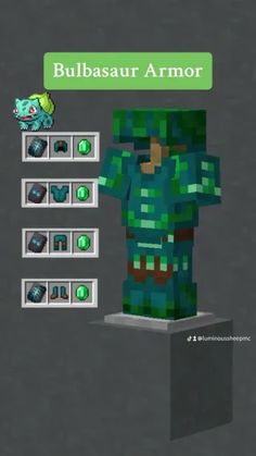 an image of a character in minecraft with the name bulbasar armor