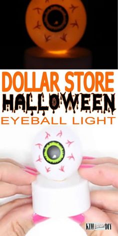 an image of a halloween eyeball light with the words dollar store halloween on it