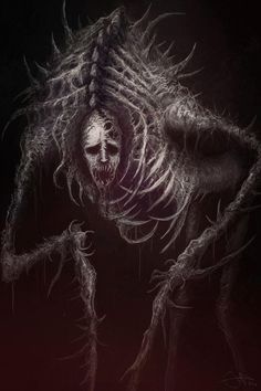 an image of a creepy creature with long hair on it's face and hands