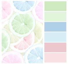 the color scheme is pastel green, blue, and pink with lemon slices on it