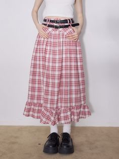 ❤︎American Retro High Waist Flared Check Skirt❤︎ Red Gingham Skirt, Red Plaid Skirt, Check Skirt, Gingham Skirt, Red S, Red Gingham, Plaid Skirt, Plaid Skirts, Red Plaid