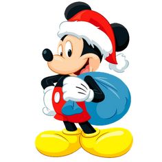 the mickey mouse is wearing a santa hat