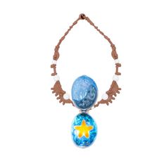 a necklace with a glass ball and starfish on it