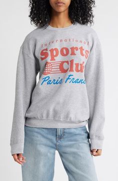 The weekend is calling in this sporty crewneck sweatshirt stamped with a vintage-inspired graphic. Crewneck Long sleeves 100% cotton Machine wash, tumble dry Imported French Aesthetic, Sports Club, Club Sweatshirts, Old Money Style, Sports Clubs, Old Money Aesthetic, Nordstrom Store, Fabric Gifts, Free Fabric