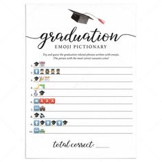 Graduation Party Emoji Game Printable by LittleSizzle Grad Games, Party Emoji, Graduation Words, Graduation Games, College Graduation Party, Emoji Quiz, Emoji Game, Graduation Party Games, Graduation Printables