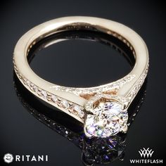 This Diamond Engagement Ring is from the Ritani Modern Collection. This beauty features a V pattern 4 prong head that will compliment the round diamond center of your choice.  The bead-set head, gallery and graduating shank sparkle with Round Brilliant Diamond Melee (0.48ctw; G/H VS). Beauty Features, Bead Set, Brilliant Diamond, G H, Ring Jewelry, Diamond Engagement Ring, Round Brilliant, Round Diamond, Diamond Engagement