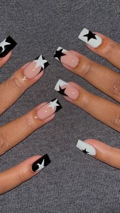 Black And White Nail, Black And White Nail Designs, Punk Nails, Galaxy Nails, Grunge Nails