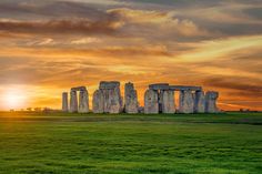 the stonehenge monument at sunset in england