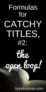 an open book with the title formulas for catchy titles 2, the open book