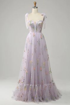 Zapaka Women Lilac Embroidery Corset Long Prom Dress A-Line Formal Party Dress – ZAPAKA UK Lilac Embroidery, Embroidery Corset, Prom Dresses Lavender, Spaghetti Strap Bridesmaids Dresses, Prom Dresses Elegant, Elegant Party Dresses, Sophisticated Dress, Lilac Dress