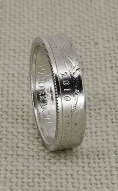 2010 90% Silver Proof Us Quarter Dollar Coin Ring Wedding Band Ar, Wy, Ca, Az Or 9 Year Anniversary Gift, 9 Year Anniversary, Black Ring Box, Silver Coin Ring, Coin Rings, Silver Dollar Coin, Silver Quarters, 7th Anniversary Gifts, Silver Wedding Band