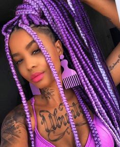 "10-Minute Hairstyles for Busy Mornings"
"Glamorous Hairstyles for Special Occasions" Box Dreads, Unicorn Braid, Purple Box Braids, Colored Box Braids, Braids With Shaved Sides, Purple Braids, Box Braids Hairstyles For Black Women, Cute Box Braids Hairstyles, Crochet Braids Hairstyles