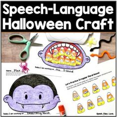 the speech language halloween craft with scissors and paper