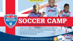 an advertisement for the british soccer camp