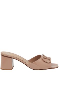 Valentino Garavani patent leather slide sandal with VLogo Signature decorationLeather-covered block heelBeige patent-leather (Calf)Slip onDesigner color: Rose CannelleUpper: LeatherLining: LeatherSole: LeatherHeel measures approximately 60 mm / 2.4 in.Made in Italy Elegant Slip-on Patent Leather Sandals, Luxury Patent Leather Mules With Padded Heel, Chic Formal Calf Leather Slides, Elegant Slides With Padded Block Heel, Elegant Open Toe Calf Leather Slides, Luxury Patent Leather Sandals With Block Heel, Elegant Patent Leather Block Heel Mules, Designer Patent Leather Mules For Formal Occasions, Elegant Calf Leather Slides For Spring