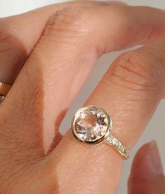 Guardian Morganite Supreme Bezel Ring *Morganite has excellent metaphysical properties, as it vibrates strongly at both the heart  or higher heart chakras. Like the green Emerald stones it also resonates with the more powerful vibration of Divine Love.* _________ 14K Yellow, White or Rose Gold Set w/ 8 mm Faceted Morga Morganite Rings With Accent Stones, Morganite Gemstone Jewelry With Round Cut, Morganite Topaz Ring In Yellow Gold, Yellow Gold Morganite Round Jewelry, Morganite Bezel Setting Jewelry For Gift, Yellow Gold Morganite Jewelry, Heirloom Round Morganite Jewelry, Heirloom Style Round Morganite Jewelry, Morganite Gemstone Ring With Round Cut