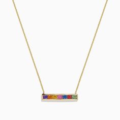 Effy Watercolors 14K Yellow Gold Multi Sapphire Bar Necklace, 0.93 TCW Multi Sapphire, Yellow Stone, Exquisite Jewelry, Bar Necklace, Gold Yellow, Gold Metal, Sapphire, Gold Necklace, Yellow Gold