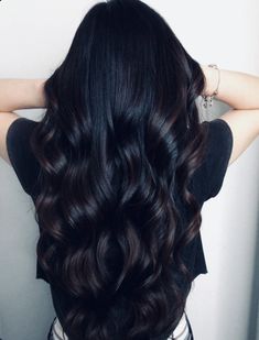 Very Dark Brunette Hair, Black Hair Color Inspiration, Soft Black Hair Color With Highlights, Black Glaze Hair, Long Black Hair With Dimension, Hair Color Ideas For Layered Hair, Black With Dark Brown Highlights, Black Hair With Dark Highlights, Dark Black Hair Color Ideas