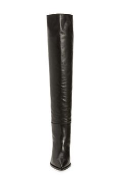 Step out in a sophisticated over-the-knee boot crafted from smooth leather with stitch detailing and grounded by a chunky, stacked heel. 3 3/4" heel (size 11) 22" shaft; 15 1/2" calf circumference Leather upper and lining/synthetic sole Imported Leather Over-the-knee Platform Boots For Fall, Chic Thigh High Leather Boots, Chic Thigh-high Leather Boots, Chic Leather Thigh High Heeled Boots, Chic Thigh-high Leather Heeled Boots, Leather Over The Knee Platform Boots For Evening, Sleek Leather Over-the-knee Heeled Boots, Sleek Leather Over-the-knee Boots, Sleek Over The Knee Boots For Formal Occasions