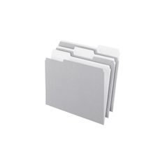 three white file folders stacked on top of each other, with one empty file in the middle