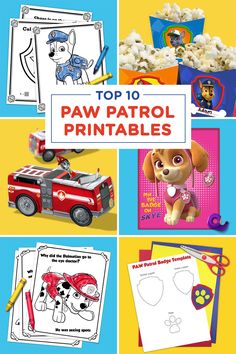 the top 10 paw patrol printables for kids to color and play with in their books