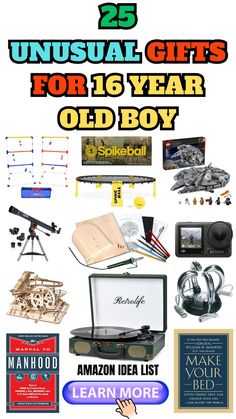 It's overflowing with 25 awesome and unusual Amazon finds for teen guys. From mind-blowing tech to epic adventures, find a gift that matches his interests and blows him away! #birthdaygiftideas #forhim #unusualgifts #amazonfinds #promotion #affiliate | unusual gifts for 16 year old boy 16 Birthday Gift Ideas For Boys, Birthday Gifts For Boys 8-10, Top Christmas Gifts For Teen Boys 2022, Great Gifts For Teenage.boys