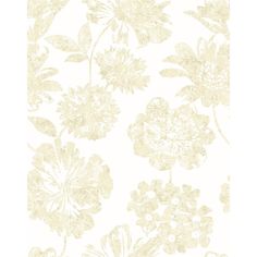 a white and beige floral wallpaper