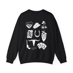 Y'allternative Sweatshirt | Western Grunge Crewneck | Emo Goth Cowgirl Shirt | Western Goth Aesthetic | Yallternative Country Sweatshirt <3<3<3<3<3<3<3<3<3<3<3<3<3<3   This comfy, fleece lined crewneck will be your new fav!  The high quality design is printed directly on the garment by our trusted print shop. Please allow 3-5 days for production as these are made to order.  Please remember sizing is unisex. <3<3<3<3<3<3<3<3<3<3<3<3<3<3<3 -Gildan heavy blend -50% cotton 50% polyester -UNISEX sizing -Fleece lined <3<3<3<3<3<3<3<3<3<3<3<3<3<3<3 NO RETURNS OR EXCHANGES Grunge Crewneck, Goth Cowgirl, Western Goth, Western Grunge, Sweatshirt Western, Country Sweatshirts, Cowgirl Shirts, Goth Aesthetic, Emo Goth