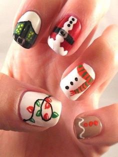 Ugly Christmas Sweater Nails, November Nails Colors, Ongles Gel Violet, Christmas Sweater Nails, Themed Nail Art, Nail Art Noel, Christmas Nail Art Easy, Santa Nails