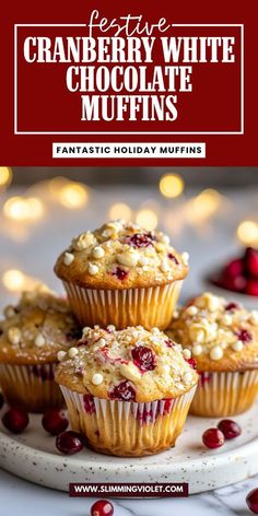 Satisfy your sweet tooth with cranberry white chocolate muffins, a festive twist on your favorite holiday flavors. The tangy cranberries and sweet white chocolate chips make every bite a treat, and they’re perfect for holiday brunches or snacking. Easy to whip up and perfect for sharing, they’ll quickly become a family favorite. Save this pin and check out the recipe for muffins that are both festive and easy to make! Cranberry Christmas Treats, White Chocolate Cranberry Muffins, Cranberry Chocolate Chip Muffins, Easy Christmas Muffins, Cranberry Thanksgiving Desserts, White Chocolate Chip Recipes, Cranberry Muffins Recipes, Xmas Muffins, Cranberry White Chocolate Muffins