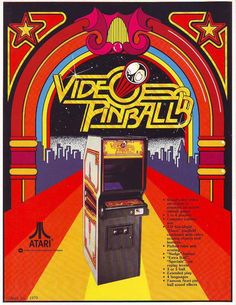 an advertisement for the video game arcade pinball, which is on display in front of a