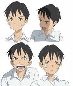 an anime character with different facial expressions