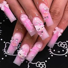 PRICES MAY VARY. 【Package Include】: You will get 24Pcs pink coffin nails in 12 sizes, 1 piece mini nail file, Suggest: The durability of jelly gum is limited, I suggest you use your own glue. Nail adhesive tabs are better for temporary task, easy to remove and more friendly to natural nails. 【Health and Durable】: Our pink press on nails are made of healthy ABS material, no irritating smell, higher gloss, not easy to break, and will not harm the h Acrylic Nail Supplies, Pink Coffin, Pink Kitty, Nagel Tips, Hello Kitty Nails, Fake Nails With Glue, 3d Heart, Gem Nails, Pink Acrylic Nails