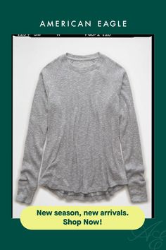 Super soft ribbed plush/Long sleeves/Crew neck Gray Ribbed Cuff Tops For Fall, Comfy Stretch Tops For Layering, Winter Raglan Sleeve Stretch Tops, Gray Winter Loungewear T-shirt, Cozy Fit Long Sleeve Ribbed Top, Gray Ribbed Top For Fall, Fall Gray Ribbed Top, Winter Raglan Sleeve Top With Ribbed Cuffs, Ribbed Cozy Fit Top For Fall