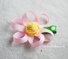 Ribbon Sculptures, Ribbon Flower Tutorial, Flower Hair Bows, Ribbon Craft, Ribbon Sculpture, Hair Ribbons, Ribbon Flower, Bow Accessories, Mia 3